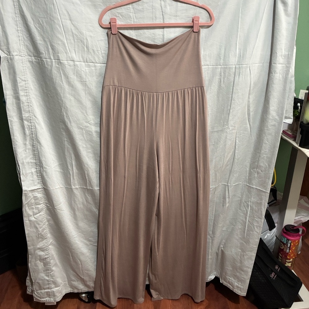 Tan Wide-Leg lounge pants